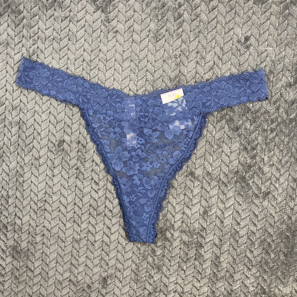 Auden Thong Women XL YR6RZ3 Dark Blue Floral Lace NEW